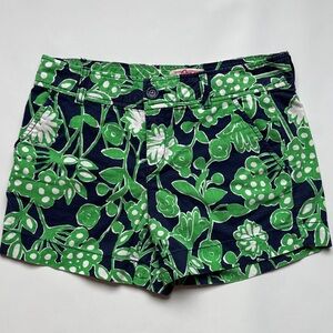 Lilly Pulitzer Navy and Green Floral Women's Shorts